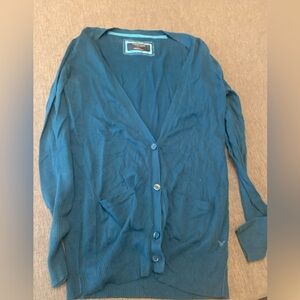American Eagle Teal Cotton Cardigan Sweater
